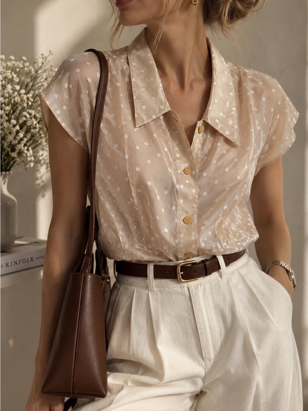 Vintage Mellow Eye Japan Polka Dot Satin Blouse